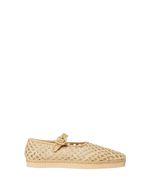 Loeffler Randall Rita Natural Netted Mary Jane Flatform Sneakers