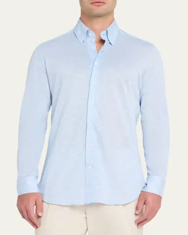 Bergdorf Goodman Men's Cotton Pique Jersey Dress Shirt | Thumbnail 3