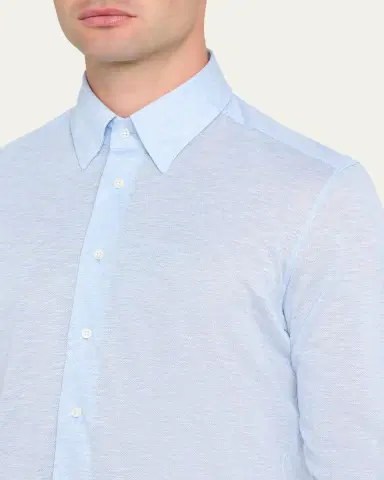 Bergdorf Goodman Men's Cotton Pique Jersey Dress Shirt | Thumbnail 4