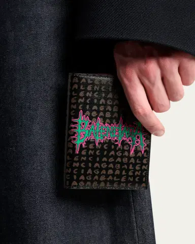 Balenciaga Men's Snob Allover Logo Passport Wallet | Thumbnail 2 Balenciaga Men's Snob Allover Logo Passport Wallet | Thumbnail 2