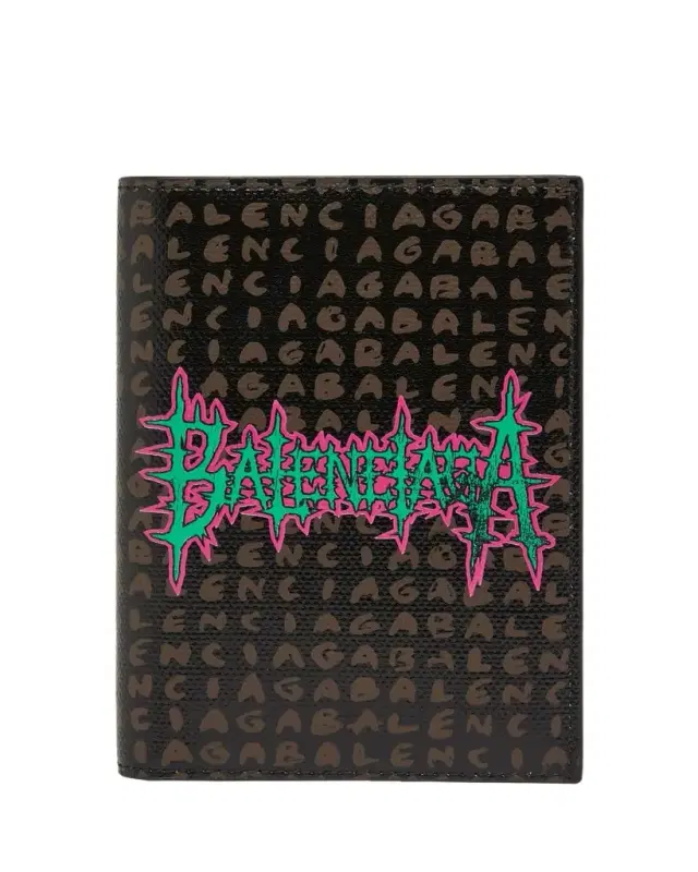 Balenciaga Men's Snob Allover Logo Passport Wallet