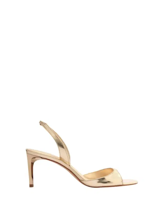 Schutz Scarlett Metallic Leather Mid-Heel Slingback Sandals