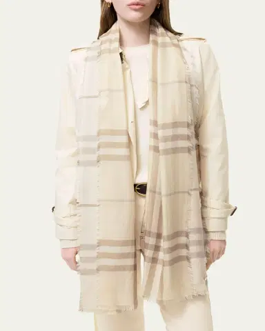 Burberry Wide Reversible Check Wool Silk Scarf | Thumbnail 3