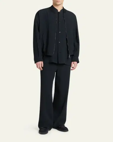 Giorgio Armani Men's Seersucker Wide-Leg Trousers | Thumbnail 2