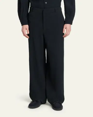 Giorgio Armani Men's Seersucker Wide-Leg Trousers | Thumbnail 4