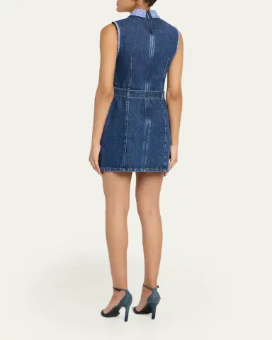 Cinq à Sept Kyra Sleeveless Belted Denim Mini Dress | Thumbnail 3 Cinq à Sept Kyra Sleeveless Belted Denim Mini Dress | Thumbnail 3