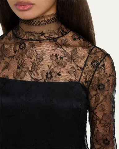 Adam Lippes Lace High-Neck Shirt w/ Attached Camisole | Thumbnail 5