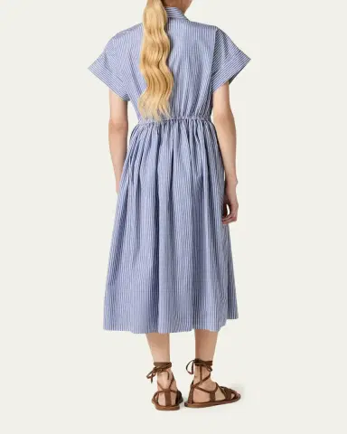 Miu Miu Short-Sleeve Striped Cotton Poplin Midi Shirtdress | Thumbnail 3 Miu Miu Short-Sleeve Striped Cotton Poplin Midi Shirtdress | Thumbnail 3