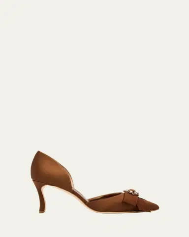 Manolo Blahnik 70mm Apidosa Embellished Satin Bow Pumps | Thumbnail 4