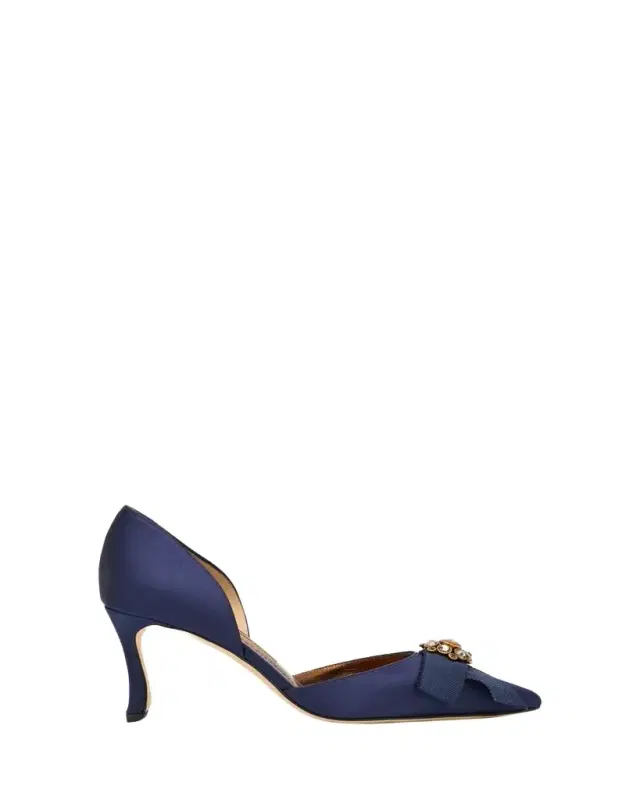 Manolo Blahnik 70mm Apidosa Embellished Satin Bow Pumps