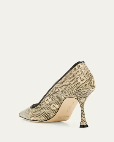 Manolo Blahnik 90mm Berry Snake-Embossed Leather Pumps | Thumbnail 2 Manolo Blahnik 90mm Berry Snake-Embossed Leather Pumps | Thumbnail 2