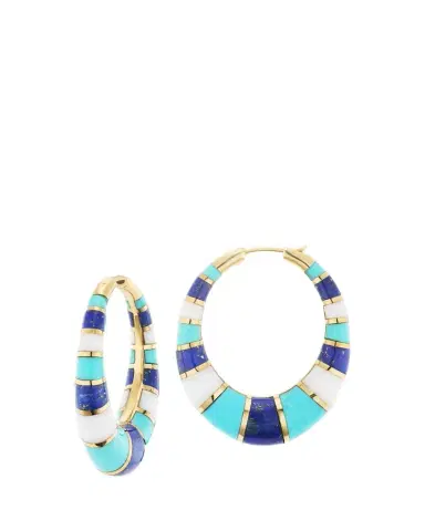 Orly Marcel Chunky Inlay Hoop Earrings with Turquoise | Thumbnail 1