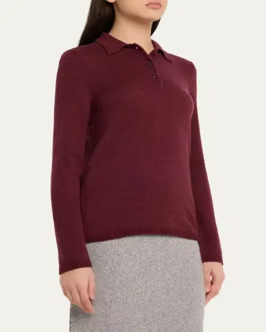 The Elder Statesman Laurel Cashmere Long-Sleeve Polo Sweater | Thumbnail 4 The Elder Statesman Laurel Cashmere Long-Sleeve Polo Sweater | Thumbnail 4