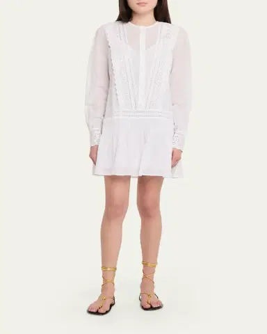 Veronica Beard Marguerite Embroidered Cotton Mini Dress | Thumbnail 2