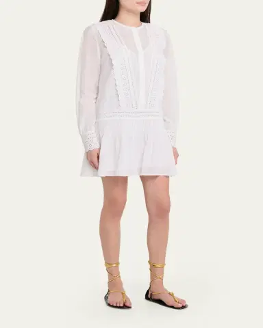 Veronica Beard Marguerite Embroidered Cotton Mini Dress | Thumbnail 4