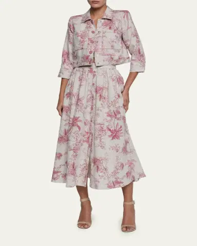 L'Agence Eda Cropped Etoile-Print Linen Jacket | Thumbnail 2 L'Agence Eda Cropped Etoile-Print Linen Jacket | Thumbnail 2