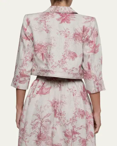 L'Agence Eda Cropped Etoile-Print Linen Jacket | Thumbnail 3 L'Agence Eda Cropped Etoile-Print Linen Jacket | Thumbnail 3