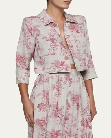 L'Agence Eda Cropped Etoile-Print Linen Jacket | Thumbnail 4 L'Agence Eda Cropped Etoile-Print Linen Jacket | Thumbnail 4