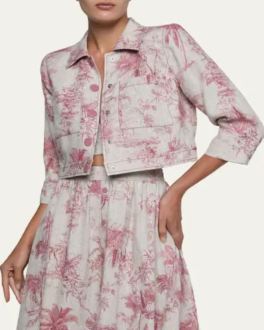 L'Agence Eda Cropped Etoile-Print Linen Jacket | Thumbnail 5 L'Agence Eda Cropped Etoile-Print Linen Jacket | Thumbnail 5