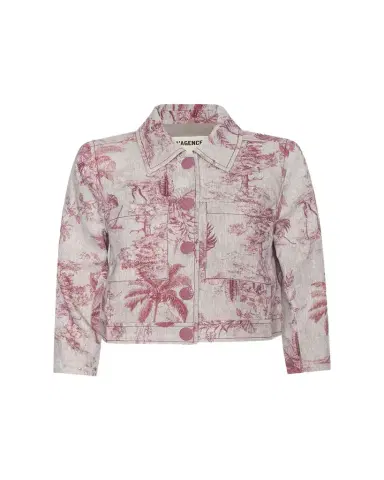 L'Agence Eda Cropped Etoile-Print Linen Jacket | Thumbnail 1 L'Agence Eda Cropped Etoile-Print Linen Jacket | Thumbnail 1
