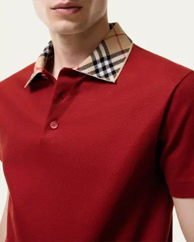 Burberry Men's Evan Check-Collar Cotton Polo Shirt | Thumbnail 3 Burberry Men's Evan Check-Collar Cotton Polo Shirt | Thumbnail 3