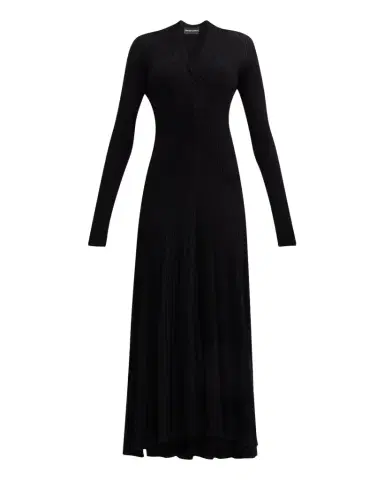 Emporio Armani High-Low Ribbed Knit Midi Dress | Thumbnail 1 Emporio Armani High-Low Ribbed Knit Midi Dress | Thumbnail 1