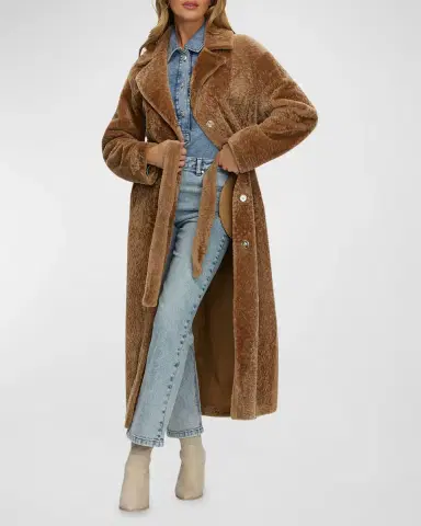 Gorski Reversible Shearling Lamb Belted Long Coat With Side Slits | Thumbnail 5 Gorski Reversible Shearling Lamb Belted Long Coat With Side Slits | Thumbnail 5