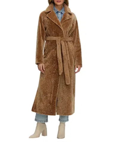 Gorski Reversible Shearling Lamb Belted Long Coat With Side Slits | Thumbnail 1 Gorski Reversible Shearling Lamb Belted Long Coat With Side Slits | Thumbnail 1