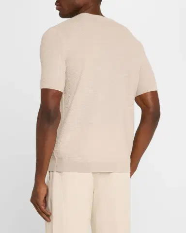 Emporio Armani Men 's Textured Wool Short-Sleeve Crewneck Sweater | Thumbnail 2