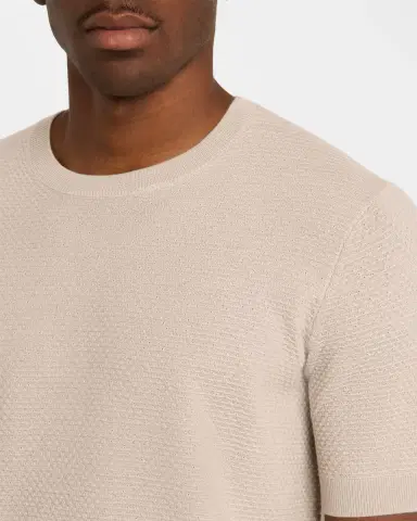 Emporio Armani Men 's Textured Wool Short-Sleeve Crewneck Sweater | Thumbnail 4
