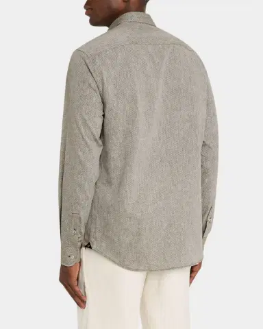 Emporio Armani Men's Linen and Cotton Diamond-Print Sport Shirt | Thumbnail 2 Emporio Armani Men's Linen and Cotton Diamond-Print Sport Shirt | Thumbnail 2