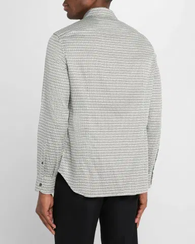Emporio Armani Men's Cotton Circle-Print Sport Shirt | Thumbnail 2