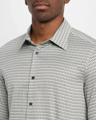 Emporio Armani Men's Cotton Circle-Print Sport Shirt | Thumbnail 4