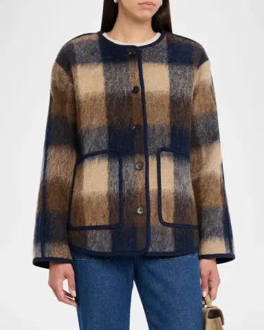 TANYA TAYLOR Janet Plaid Barn Jacket | Thumbnail 3 TANYA TAYLOR Janet Plaid Barn Jacket | Thumbnail 3