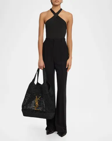 Saint Laurent Icare Medium Crochet Raffia Tote Bag | Thumbnail 4