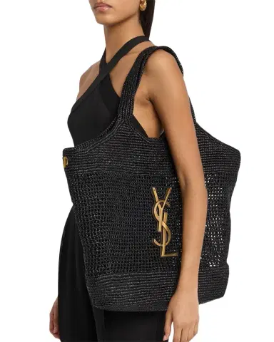 Saint Laurent Icare Medium Crochet Raffia Tote Bag | Thumbnail 1