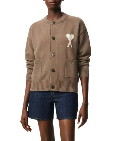 Ami Paris Ami De Coeur Crewneck Cardigan | Thumbnail 1