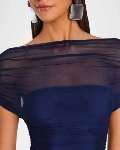 SEROYA Bella Ruched Mesh Mini Dress | Thumbnail 4