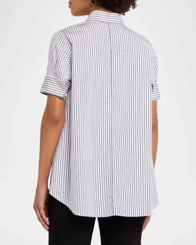 Adam Lippes Charlie Striped Short-Sleeve Button-Down Top | Thumbnail 2 Adam Lippes Charlie Striped Short-Sleeve Button-Down Top | Thumbnail 2