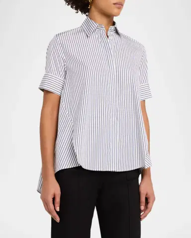 Adam Lippes Charlie Striped Short-Sleeve Button-Down Top | Thumbnail 3 Adam Lippes Charlie Striped Short-Sleeve Button-Down Top | Thumbnail 3