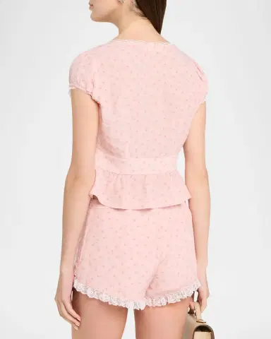 LoveShackFancy Bondy Floral Peplum-Hem Top | Thumbnail 2 LoveShackFancy Bondy Floral Peplum-Hem Top | Thumbnail 2
