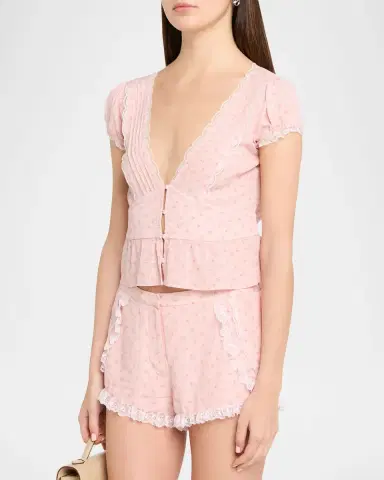 LoveShackFancy Bondy Floral Peplum-Hem Top | Thumbnail 3 LoveShackFancy Bondy Floral Peplum-Hem Top | Thumbnail 3