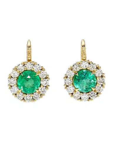 Retrouvaí 14K Emerald with Diamond Halo Heirloom Earrings | Thumbnail 2 Retrouvaí 14K Emerald with Diamond Halo Heirloom Earrings | Thumbnail 2