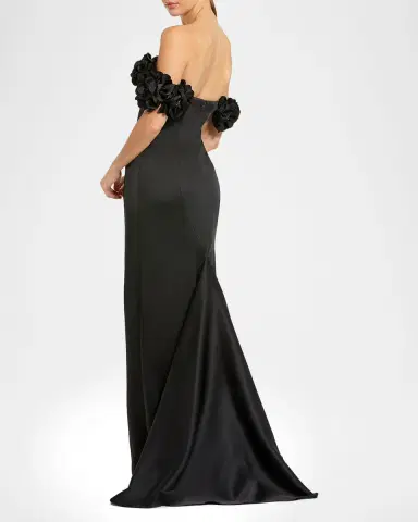Mac Duggal Off-Shoulder Floral Applique Column Gown | Thumbnail 2 Mac Duggal Off-Shoulder Floral Applique Column Gown | Thumbnail 2