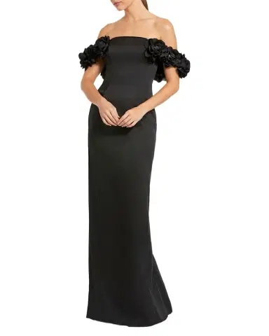 Mac Duggal Off-Shoulder Floral Applique Column Gown | Thumbnail 1 Mac Duggal Off-Shoulder Floral Applique Column Gown | Thumbnail 1