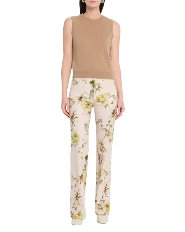 Leigh Floral-Print Straight-Leg Pants