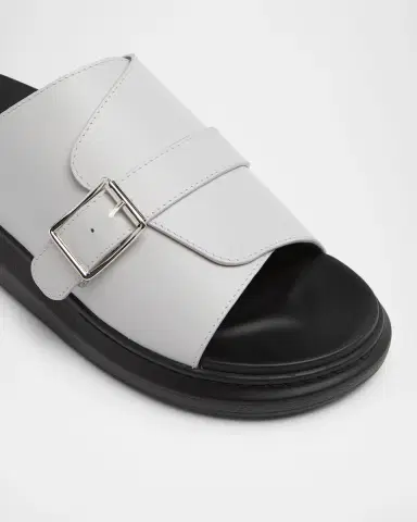 McQueen Men's Rubber Overlapping-Upper Buckle Sandals | Thumbnail 2