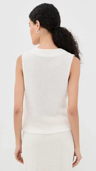 Vince Shadow Grid Cowl Neck Top Chalk | Thumbnail 3 Vince Shadow Grid Cowl Neck Top Chalk | Thumbnail 3