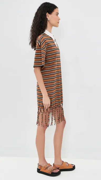 Nanushka Benigna Dress Tan/White/Black Stripe | Thumbnail 4 Nanushka Benigna Dress Tan/White/Black Stripe | Thumbnail 4