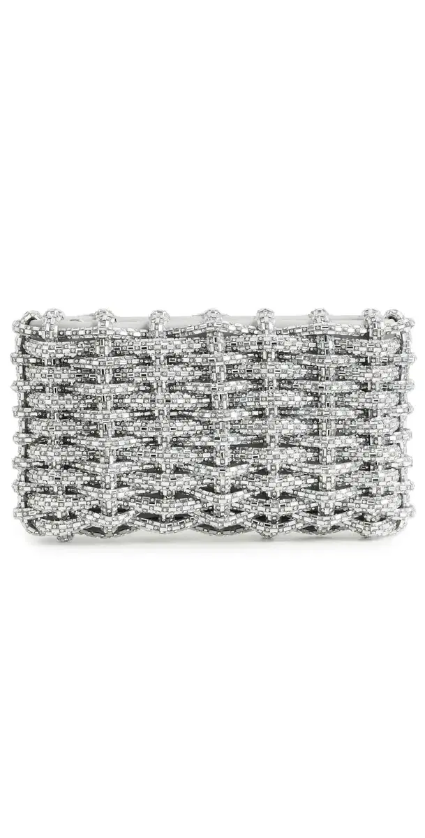 Morgan Woven Rhinestone Clutch Silver One Size